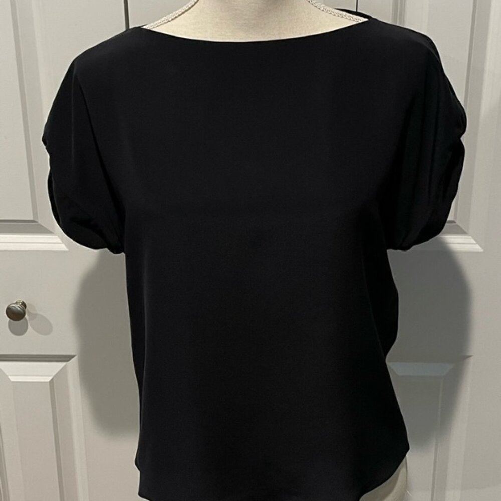 Emporio Armani Black Silk Puff Sleeve Top